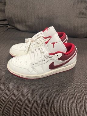 Jordan Low-Top Sneakers in White and Red